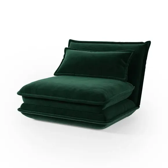 Single Foldable Sofa Bed - Green, Velvet