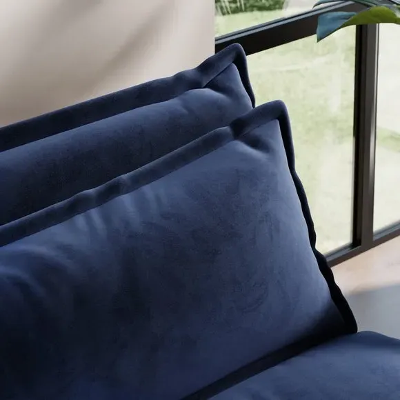 Single Foldable Sofa Bed - Navy, Velvet