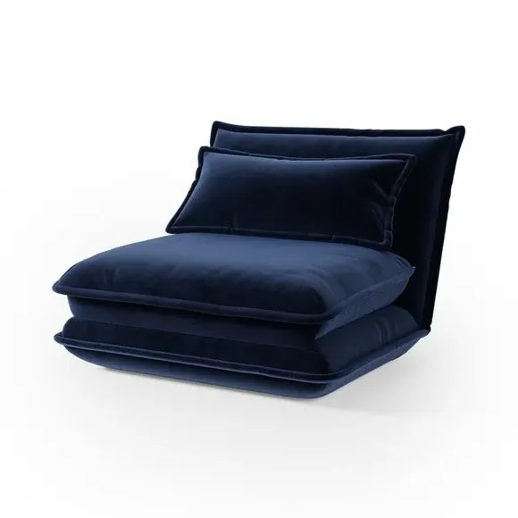 Single Foldable Sofa Bed - Navy, Velvet
