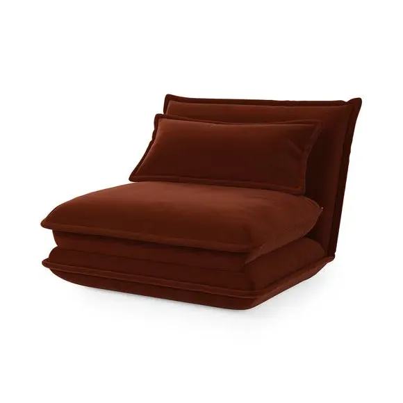 Single Foldable Sofa Bed - Orange, Velvet
