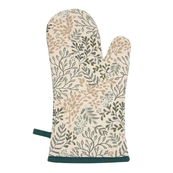 Single Oven Glove Woodland Print - Natural image