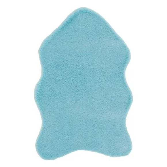 Single Pelt Faux Fur Rug - Blue, Polyester