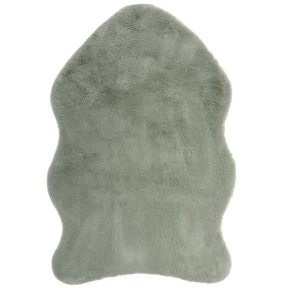 Single Pelt Faux Fur Rug - Green, Polyester