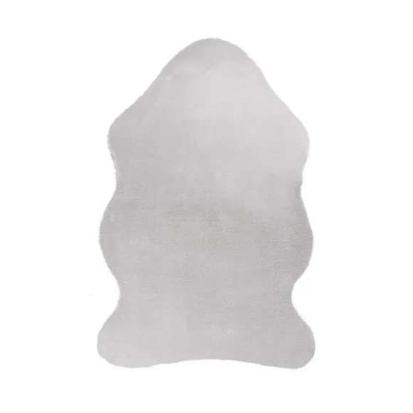 Single Pelt Faux Fur Rug - Grey, Polyester