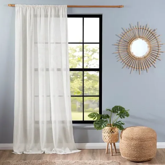 Single Slot Top Voile Panel - Cream, Polyester