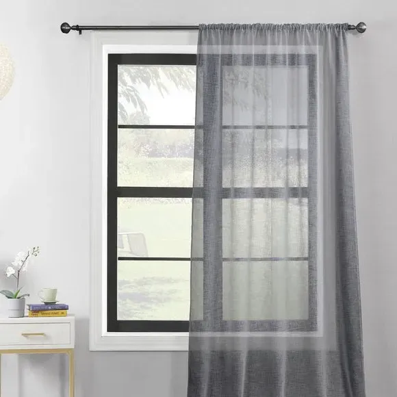 Single Slot Top Voile Panel - Grey, Polyester