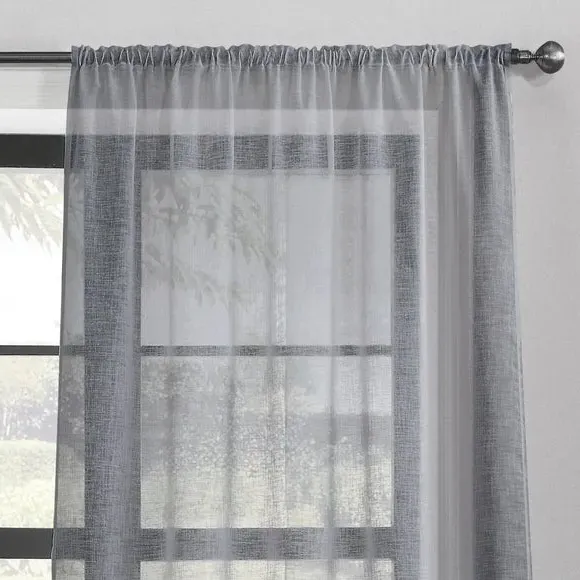 Single Slot Top Voile Panel - Grey, Polyester