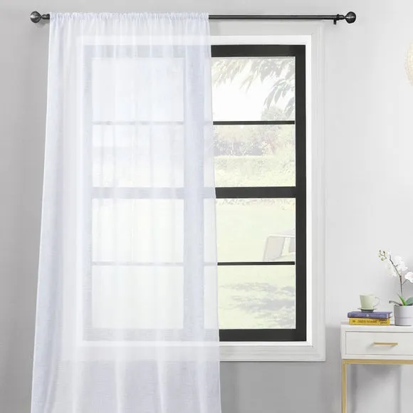 Single Slot Top Voile Panel - White, Polyester