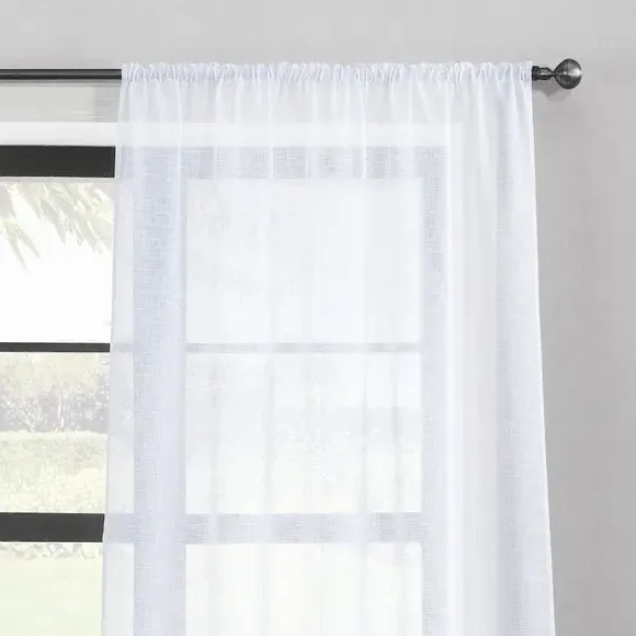 Single Slot Top Voile Panel - White, Polyester
