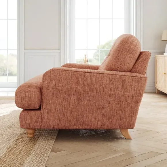 Single Snuggle Chair with Wooden Legs - Clay, Faux Linen