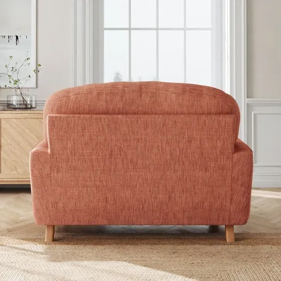Single Snuggle Chair with Wooden Legs - Clay, Faux Linen