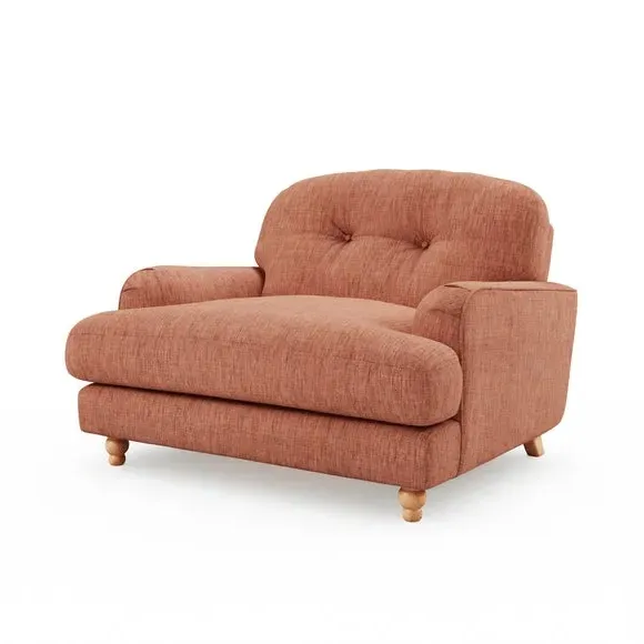 Single Snuggle Chair with Wooden Legs - Clay, Faux Linen