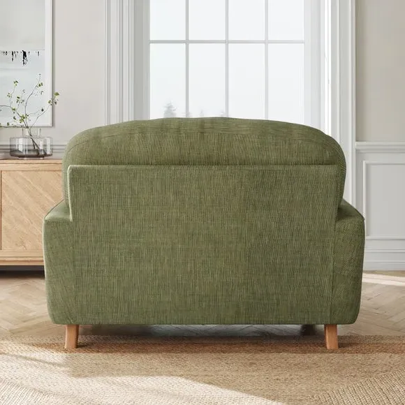 Single Snuggle Chair with Wooden Legs - Green, Faux Linen
