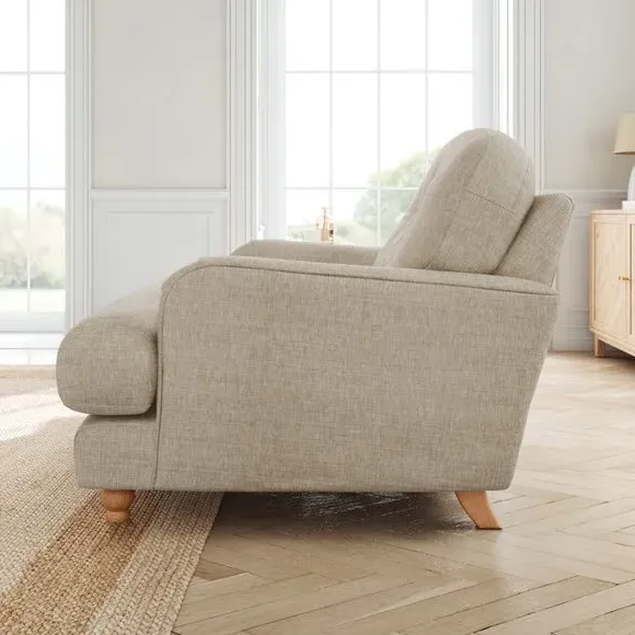 Single Snuggle Chair with Wooden Legs - Mole, Faux Linen