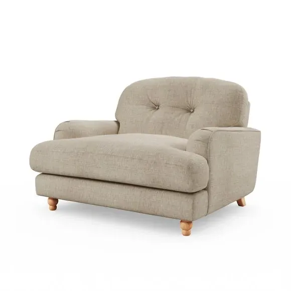 Single Snuggle Chair with Wooden Legs - Mole, Faux Linen