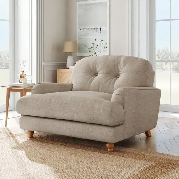 Single Snuggle Chair with Wooden Legs - Mole, Faux Linen