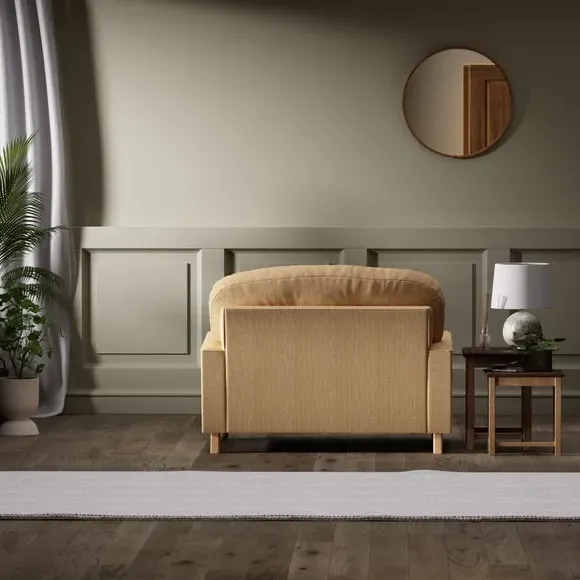 Single Snuggle Chair with Wooden Legs - Ochre, Faux Linen