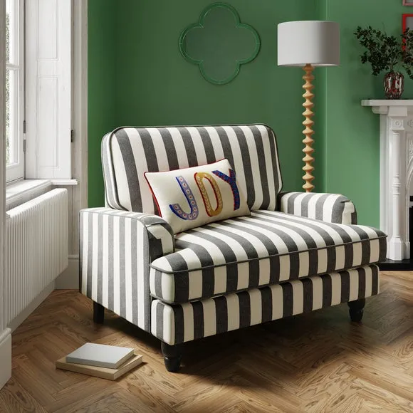 Single Snuggle Chair Woven Stripe - Black, Cotton image