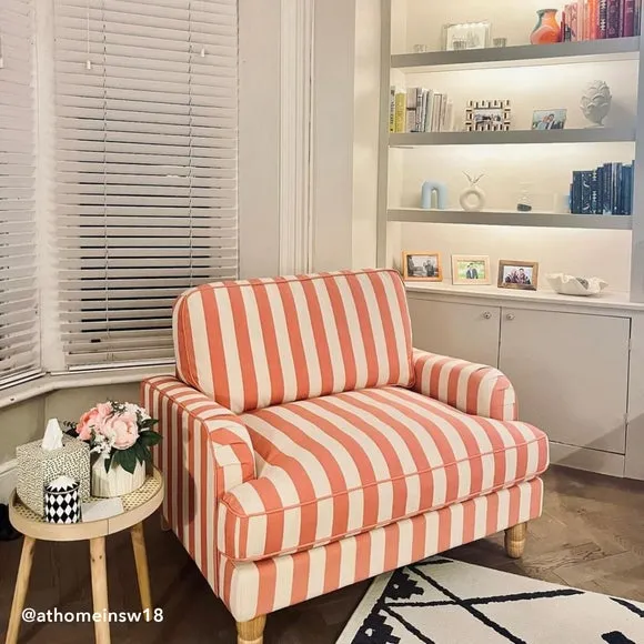 Single Snuggle Chair Woven Stripe - Coral, Cotton
