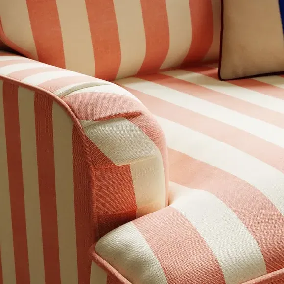 Single Snuggle Chair Woven Stripe - Coral, Cotton