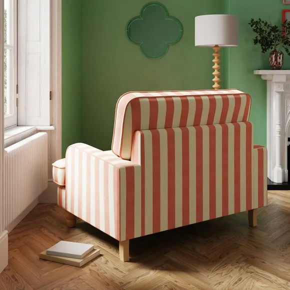 Single Snuggle Chair Woven Stripe - Coral, Cotton