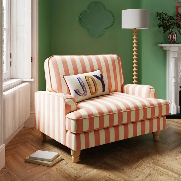 Single Snuggle Chair Woven Stripe - Coral, Cotton