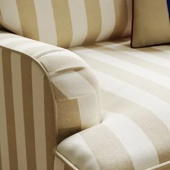 Single Snuggle Chair Woven Stripe - Mushroom, Cotton