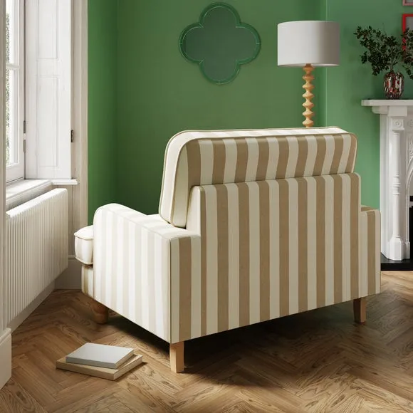 Single Snuggle Chair Woven Stripe - Mushroom, Cotton