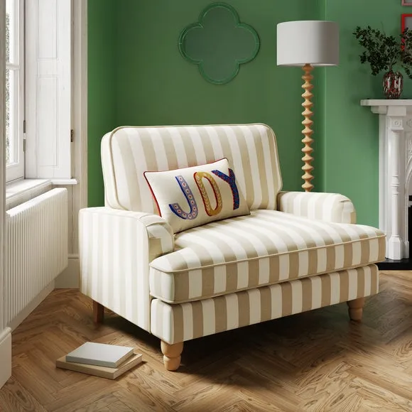 Single Snuggle Chair Woven Stripe - Mushroom, Cotton