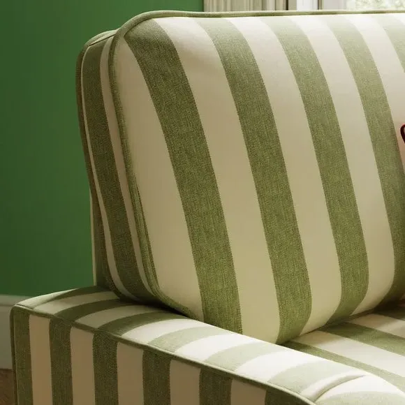 Single Snuggle Chair Woven Stripe - Olive, Cotton