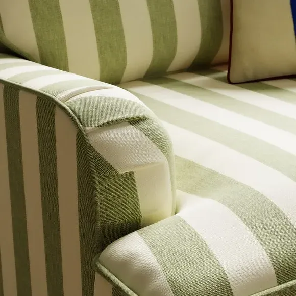 Single Snuggle Chair Woven Stripe - Olive, Cotton