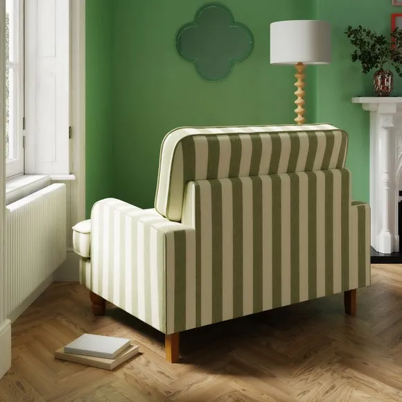 Single Snuggle Chair Woven Stripe - Olive, Cotton