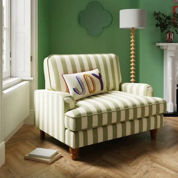 Single Snuggle Chair Woven Stripe - Olive, Cotton