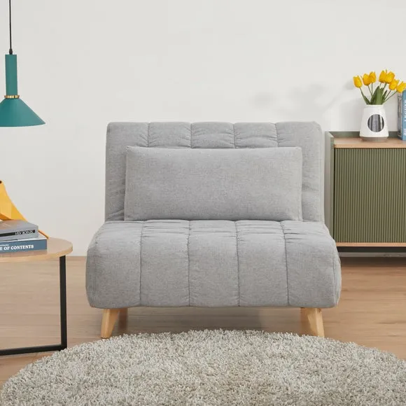 Single Sofa Bed with Fold Out - Grey, Fabric