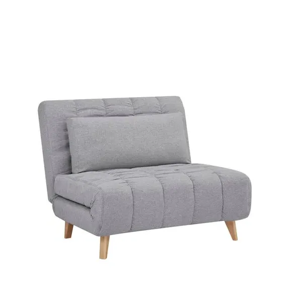 Single Sofa Bed with Fold Out - Grey, Fabric