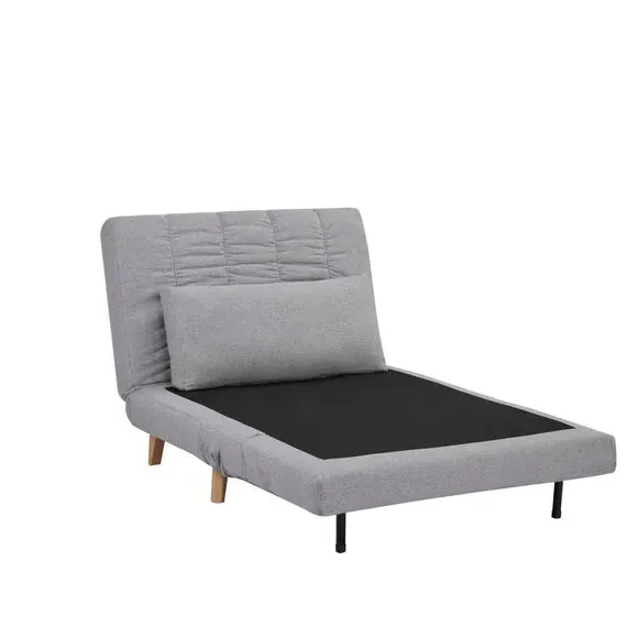 Single Sofa Bed with Fold Out - Grey, Fabric