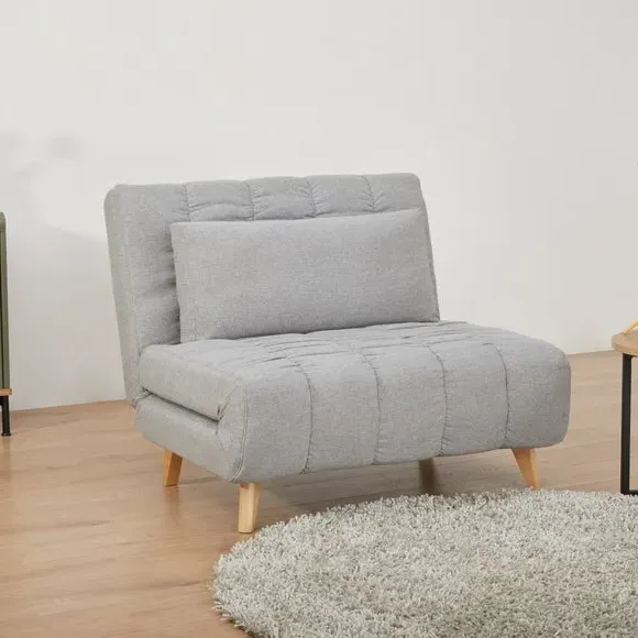 Single Sofa Bed with Fold Out - Grey, Fabric image