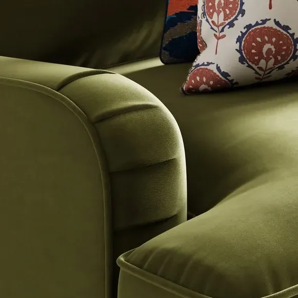 Single Sofa Bed with Pull-Out - Olive, Velvet