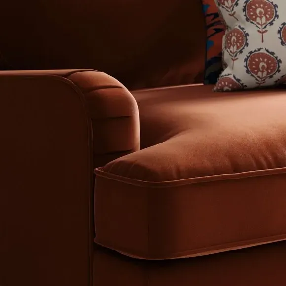 Single Sofa Bed with Pull-Out - Orange, Velvet
