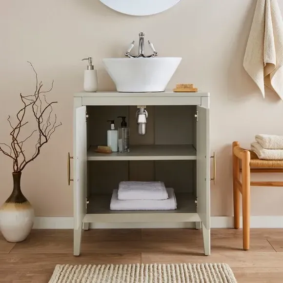 Single Vanity Unit with Storage - Grey