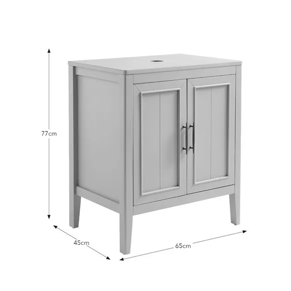 Single Vanity Unit with Storage - Grey