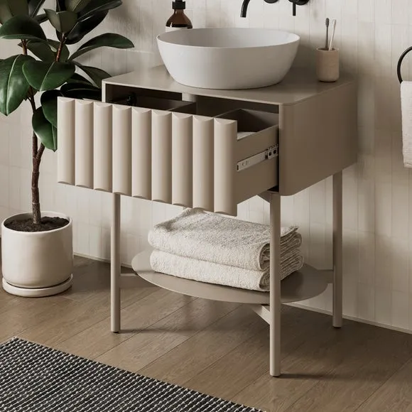 Single Vanity Unit with Storage - Sandstone