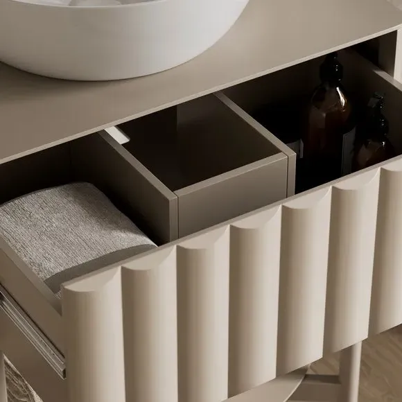 Single Vanity Unit with Storage - Sandstone