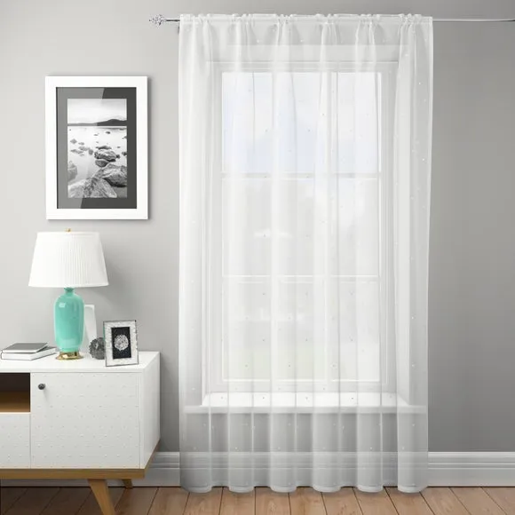 Single Voile Panel Slot Top - White, Dotty image