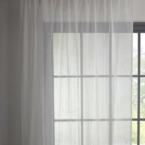 Single Voile Panel Slot Top - White, Polyester