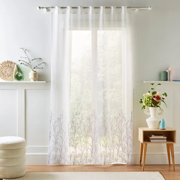Single Voile Panel with Embroidery - Lilac