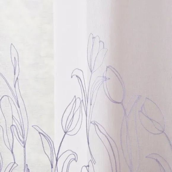 Single Voile Panel with Embroidery - Lilac
