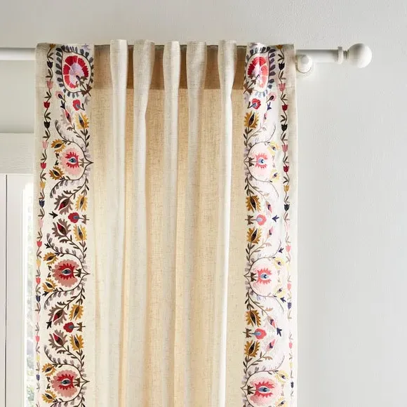 Single Voile Panel with Embroidery - Multicolor