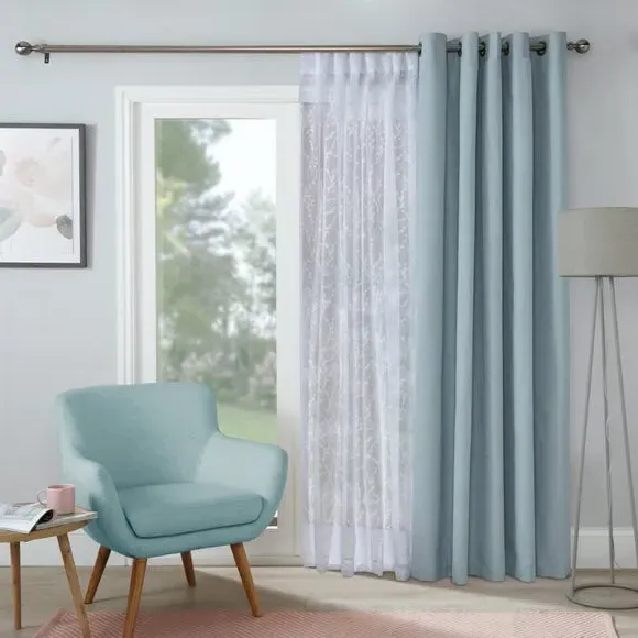 Single Voile Panel with Embroidery - White