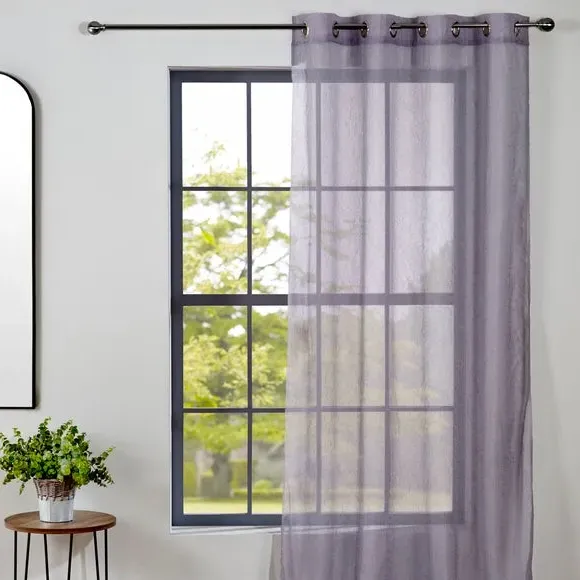 Single Voile Panel with Eyelets - Grey, Crushed